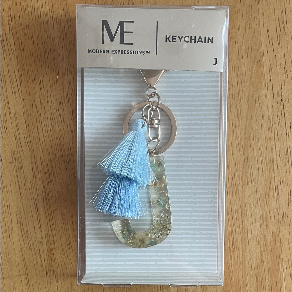 Modern Expressions Blue Tassel Keychain with Glitter Charm